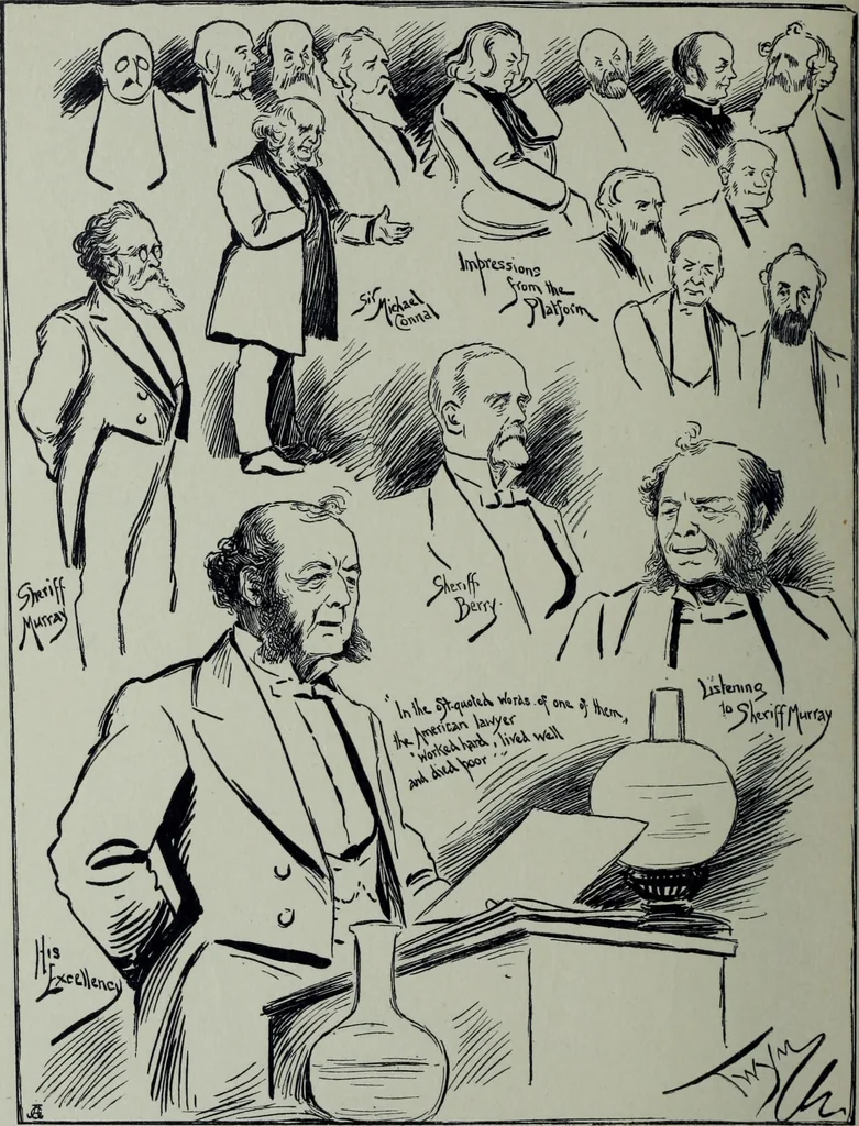 An illustration from Glasgow men and women, their children and some strangers within their gates : a selection from the sketches of Twym / by A.S. Boyd, 1905, leaf 89