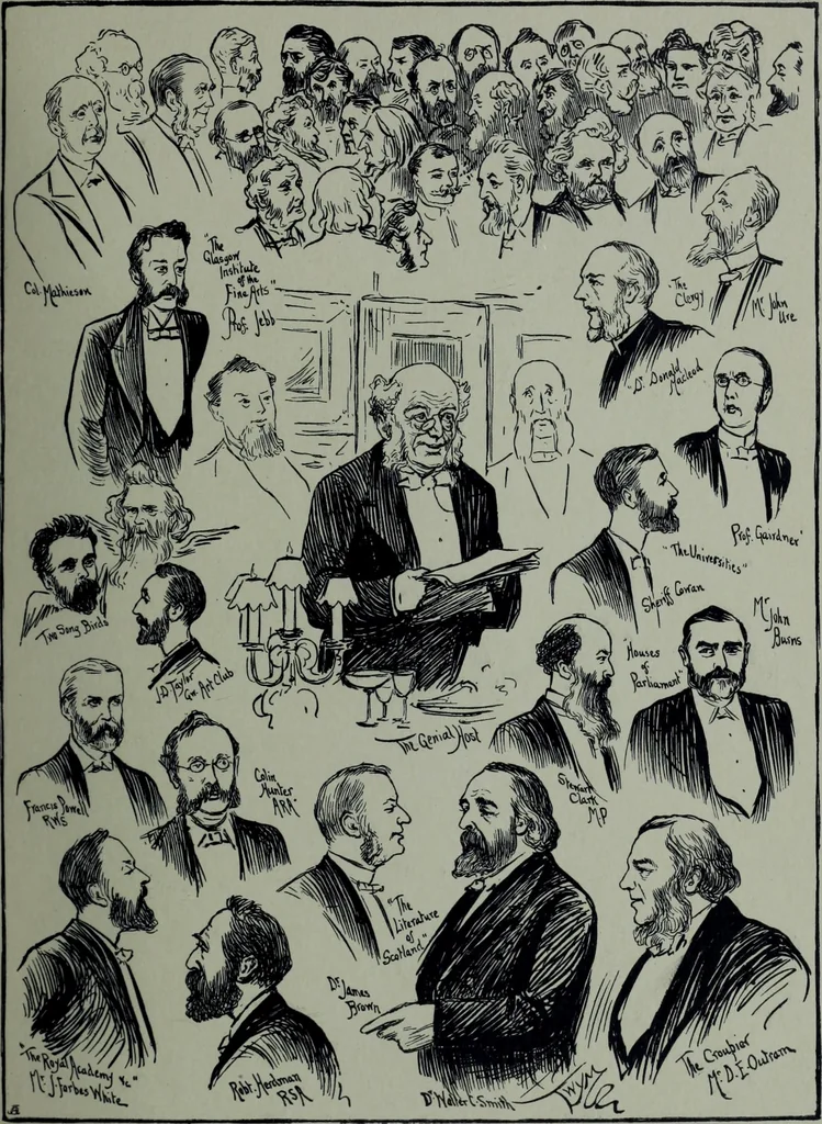 An illustration from Glasgow men and women, their children and some strangers within their gates : a selection from the sketches of Twym / by A.S. Boyd, 1905, leaf 92