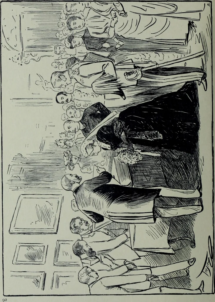 An illustration from Glasgow men and women, their children and some strangers within their gates : a selection from the sketches of Twym / by A.S. Boyd, 1905, leaf 97