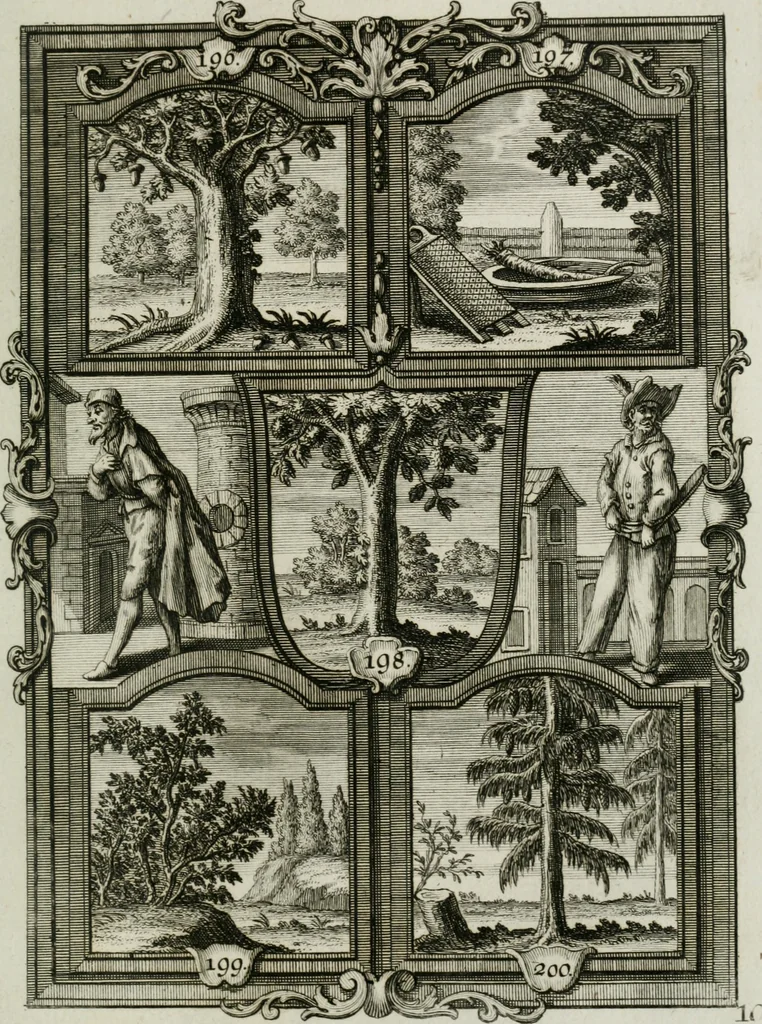 An illustration from Güldene Aepfel in silbernen Schalen, das ist, Worte geredet zu seiner Zeit über 400 Sinnbilder von allerley Zeiten und Umständen des menschlichen Lebens zu Beförderung der Erbauung, 1746, leaf 128