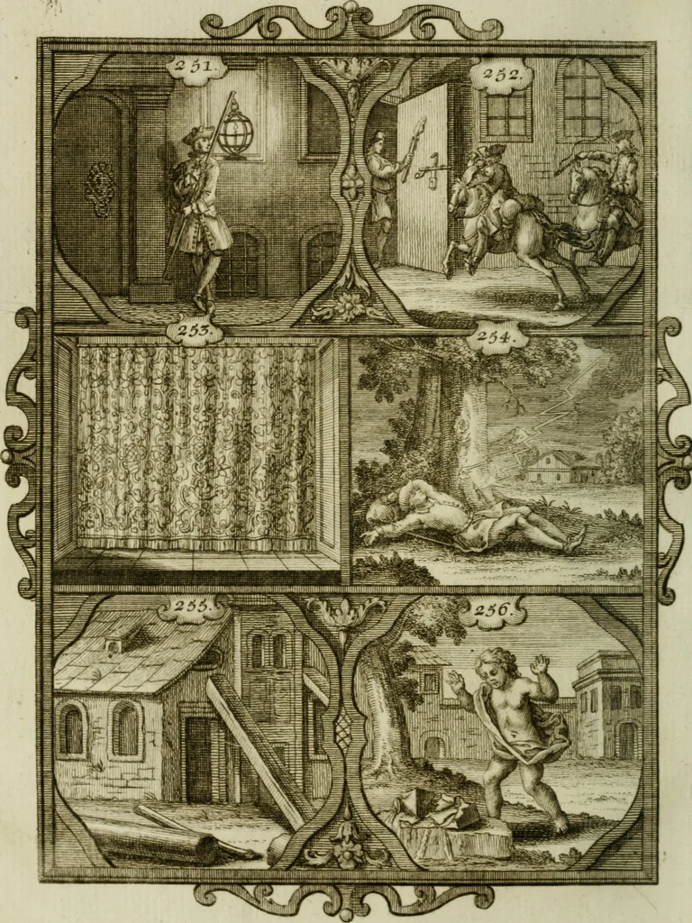 An illustration from Güldene Aepfel in silbernen Schalen, das ist, Worte geredet zu seiner Zeit über 400 Sinnbilder von allerley Zeiten und Umständen des menschlichen Lebens zu Beförderung der Erbauung, 1746, leaf 161