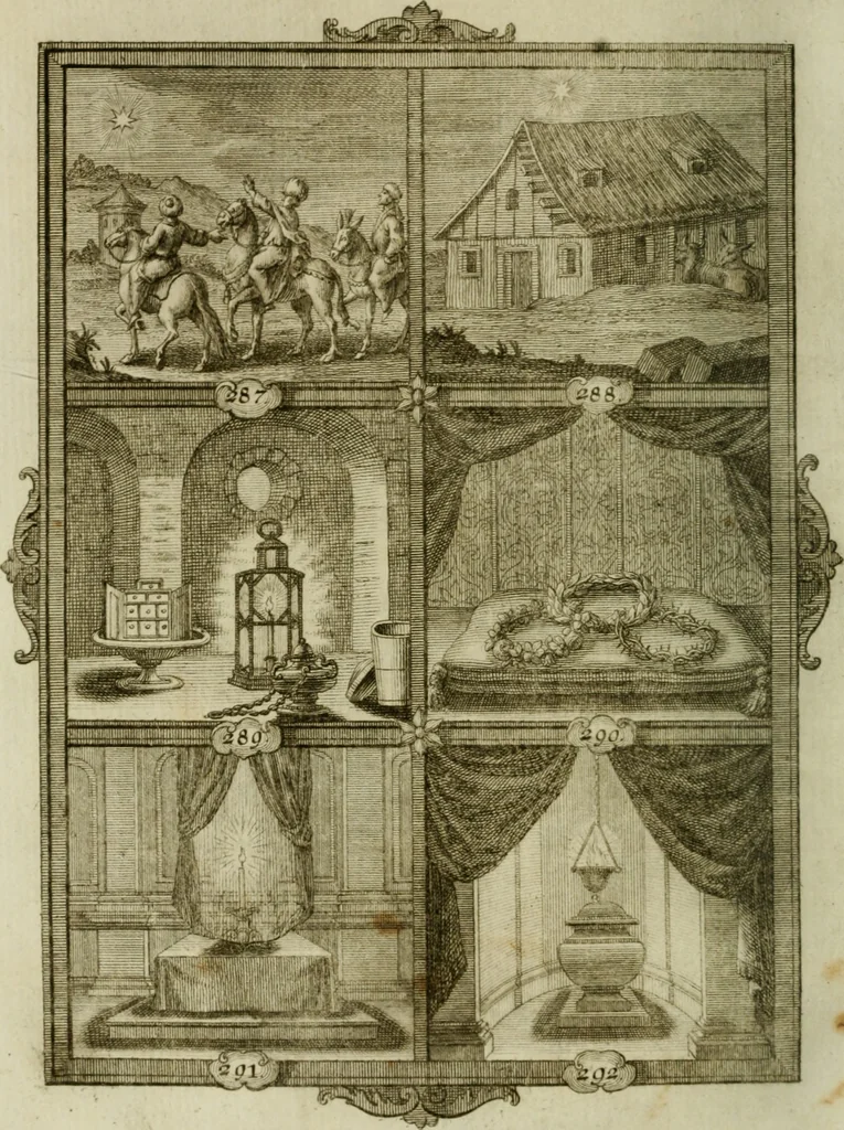 An illustration from Güldene Aepfel in silbernen Schalen, das ist, Worte geredet zu seiner Zeit über 400 Sinnbilder von allerley Zeiten und Umständen des menschlichen Lebens zu Beförderung der Erbauung, 1746, leaf 179