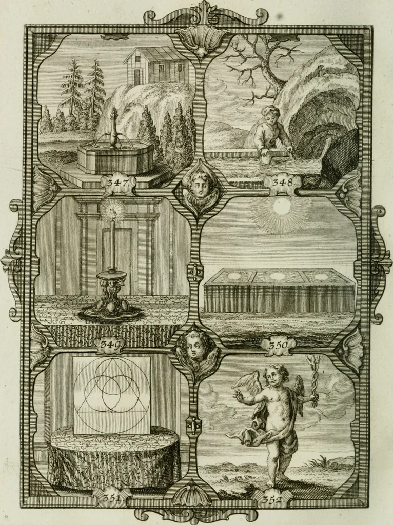 An illustration from Güldene Aepfel in silbernen Schalen, das ist, Worte geredet zu seiner Zeit über 400 Sinnbilder von allerley Zeiten und Umständen des menschlichen Lebens zu Beförderung der Erbauung, 1746, leaf 209