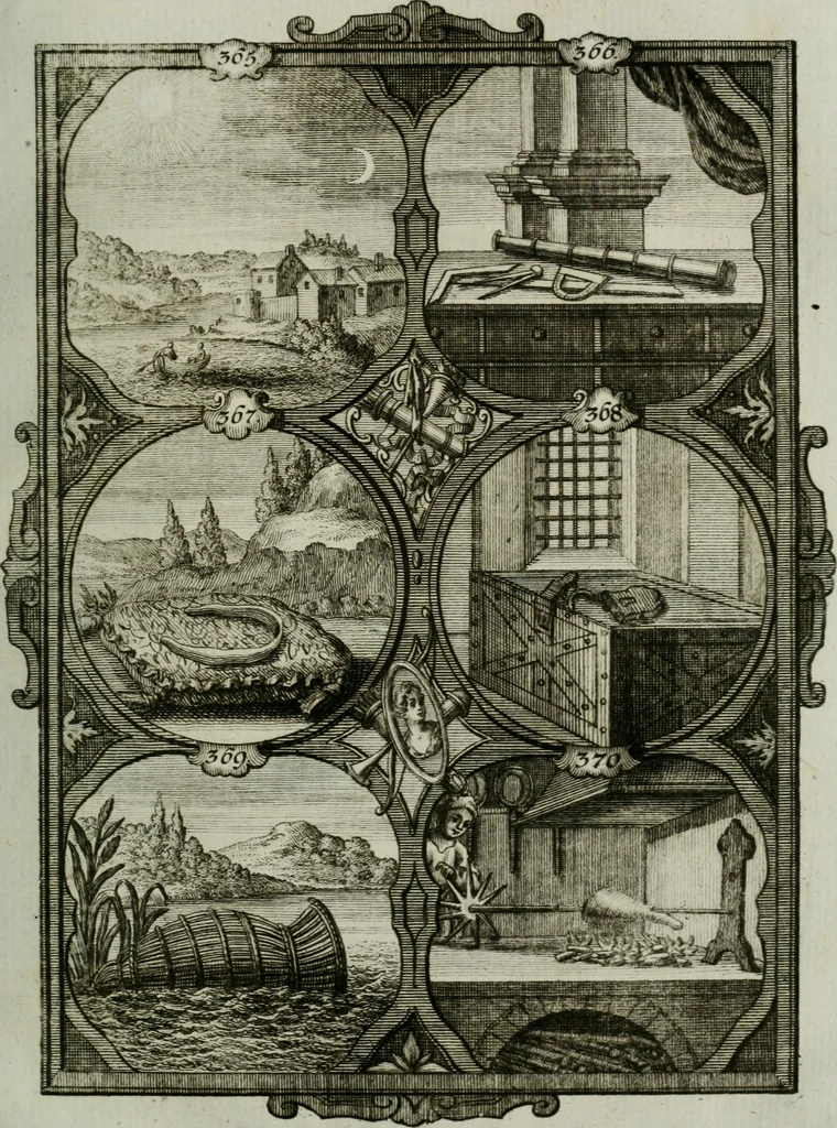 An illustration from Güldene Aepfel in silbernen Schalen, das ist, Worte geredet zu seiner Zeit über 400 Sinnbilder von allerley Zeiten und Umständen des menschlichen Lebens zu Beförderung der Erbauung, 1746, leaf 218