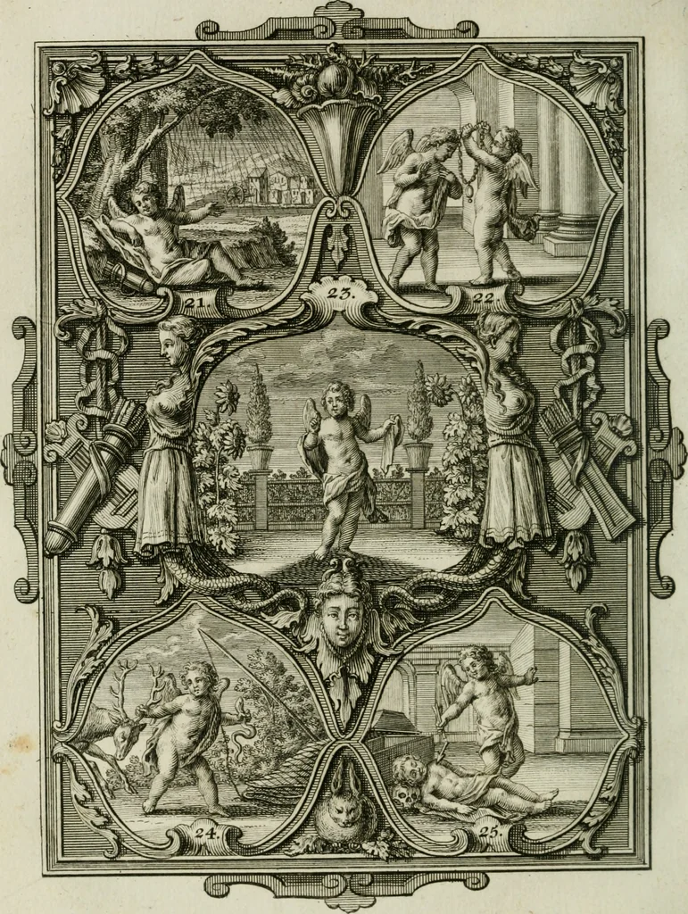 An illustration from Güldene Aepfel in silbernen Schalen, das ist, Worte geredet zu seiner Zeit über 400 Sinnbilder von allerley Zeiten und Umständen des menschlichen Lebens zu Beförderung der Erbauung, 1746, leaf 23