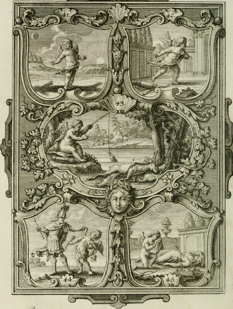 An illustration from Güldene Aepfel in silbernen Schalen, das ist, Worte geredet zu seiner Zeit über 400 Sinnbilder von allerley Zeiten und Umständen des menschlichen Lebens zu Beförderung der Erbauung, 1746, leaf 35