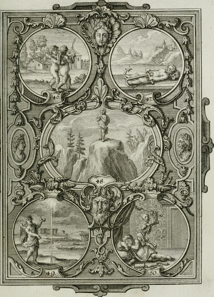 An illustration from Güldene Aepfel in silbernen Schalen, das ist, Worte geredet zu seiner Zeit über 400 Sinnbilder von allerley Zeiten und Umständen des menschlichen Lebens zu Beförderung der Erbauung, 1746, leaf 38