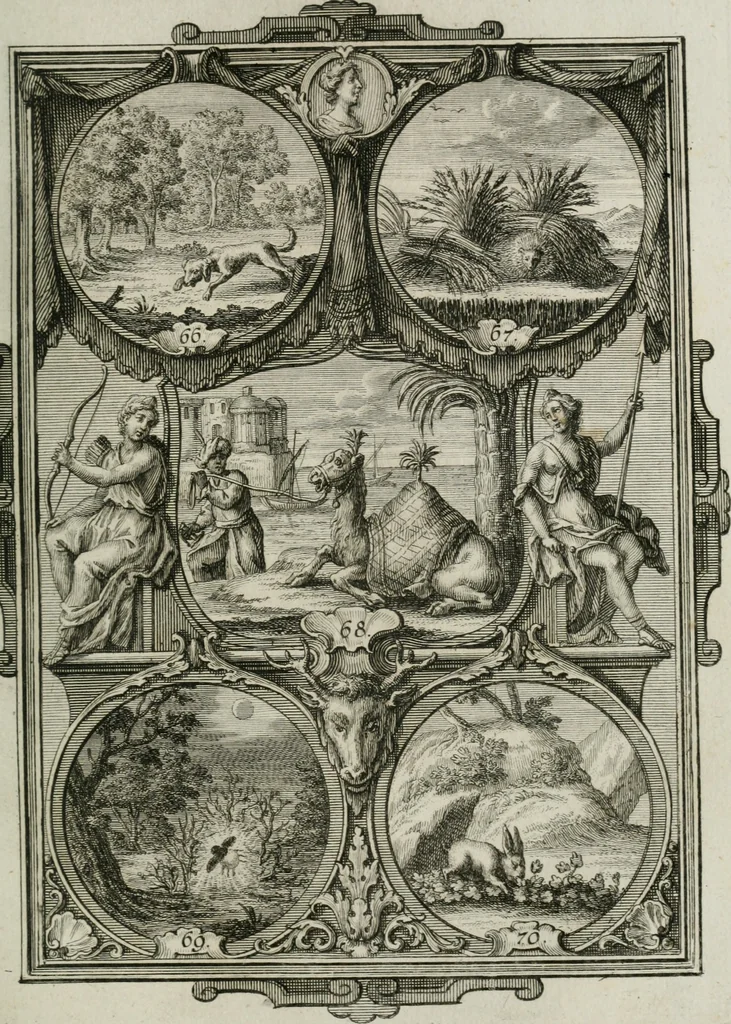An illustration from Güldene Aepfel in silbernen Schalen, das ist, Worte geredet zu seiner Zeit über 400 Sinnbilder von allerley Zeiten und Umständen des menschlichen Lebens zu Beförderung der Erbauung, 1746, leaf 50