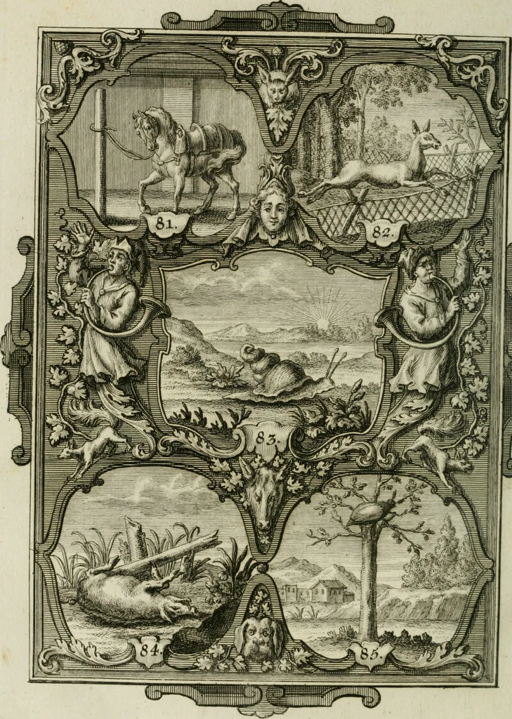 An illustration from Güldene Aepfel in silbernen Schalen, das ist, Worte geredet zu seiner Zeit über 400 Sinnbilder von allerley Zeiten und Umständen des menschlichen Lebens zu Beförderung der Erbauung, 1746, leaf 59