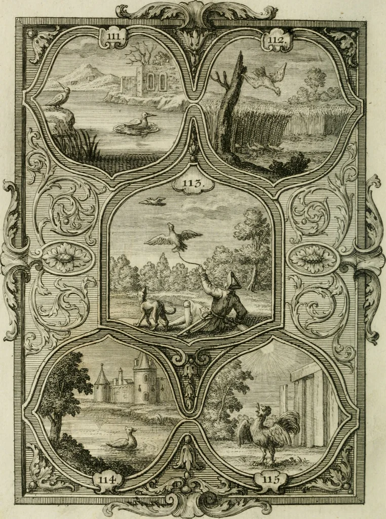 An illustration from Güldene Aepfel in silbernen Schalen, das ist, Worte geredet zu seiner Zeit über 400 Sinnbilder von allerley Zeiten und Umständen des menschlichen Lebens zu Beförderung der Erbauung, 1746, leaf 77