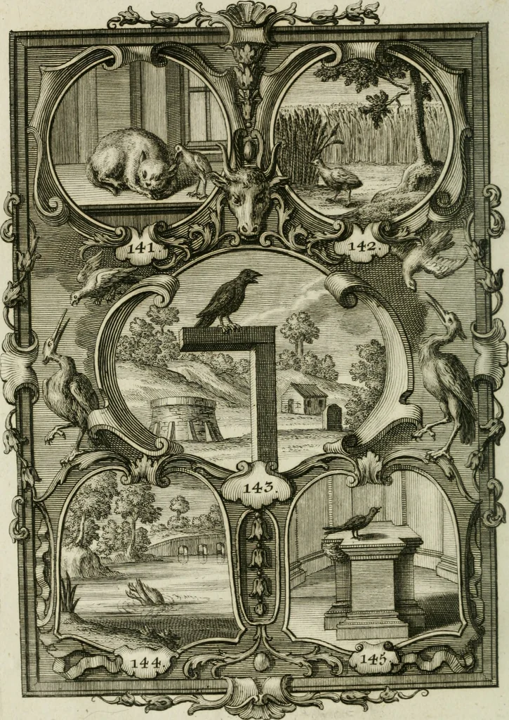 An illustration from Güldene Aepfel in silbernen Schalen, das ist, Worte geredet zu seiner Zeit über 400 Sinnbilder von allerley Zeiten und Umständen des menschlichen Lebens zu Beförderung der Erbauung, 1746, leaf 95
