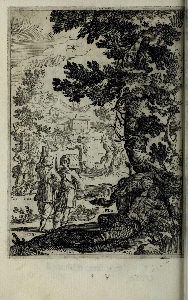 An illustration from Gli amorosi affanni : favola pastorale, 1606, leaf 112