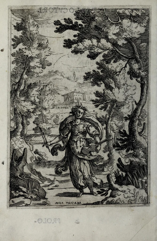 An illustration from Gli amorosi affanni : favola pastorale, 1606, leaf 14