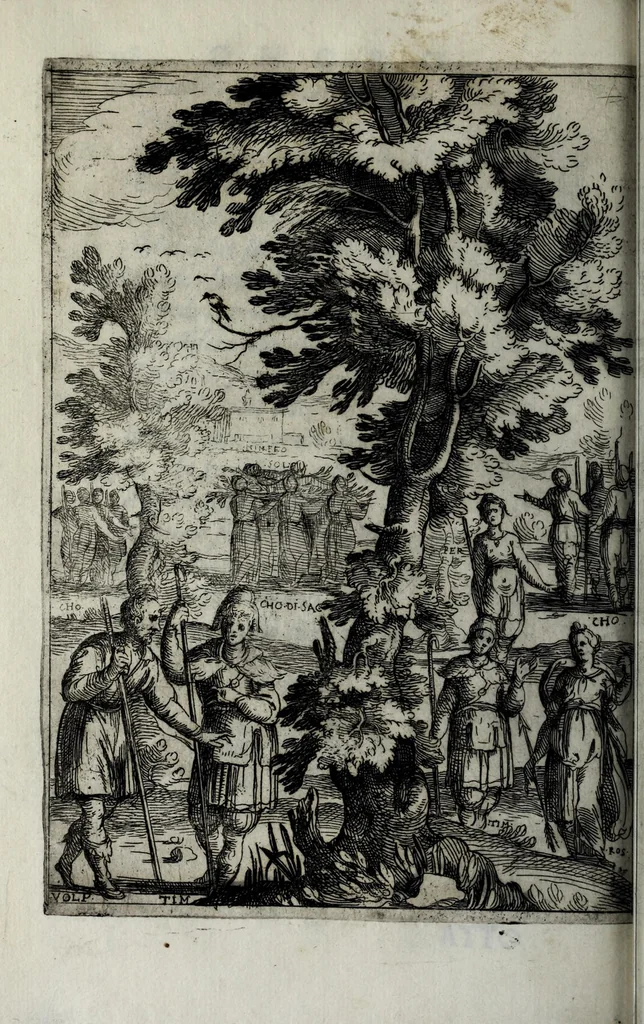 An illustration from Gli amorosi affanni : favola pastorale, 1606, leaf 160
