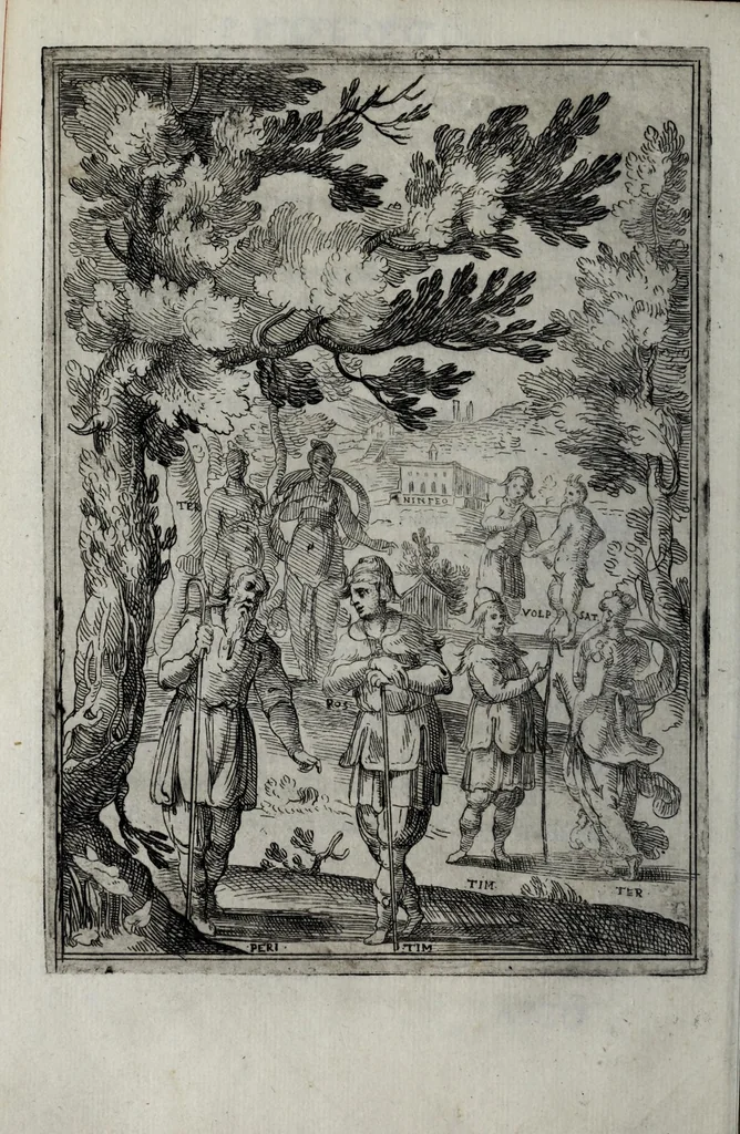 An illustration from Gli amorosi affanni : favola pastorale, 1606, leaf 20