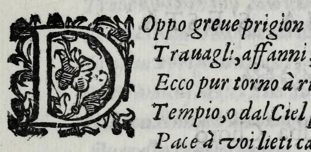 An illustration from Gli amorosi affanni : favola pastorale, 1606, leaf 219