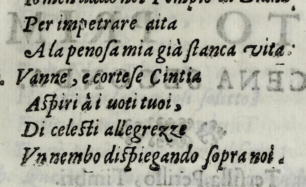 An illustration from Gli amorosi affanni : favola pastorale, 1606, leaf 29