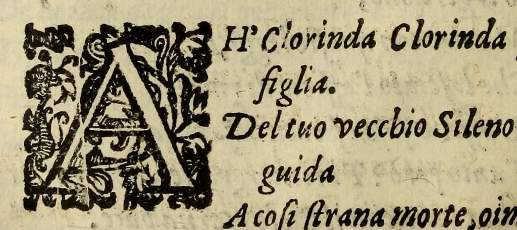 An illustration from Gli amorosi sospetti; favola pastorale, di Armentoldo Sampognano., 1606, leaf 160