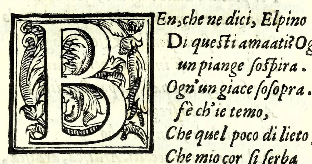 An illustration from Gli amorosi sospetti : favola pastorale, 1605, leaf 107