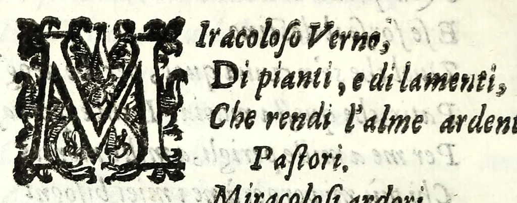 An illustration from Gli amorosi sospetti : favola pastorale, 1605, leaf 136