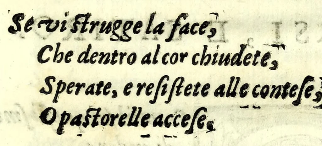 An illustration from Gli amorosi sospetti : favola pastorale, 1605, leaf 75