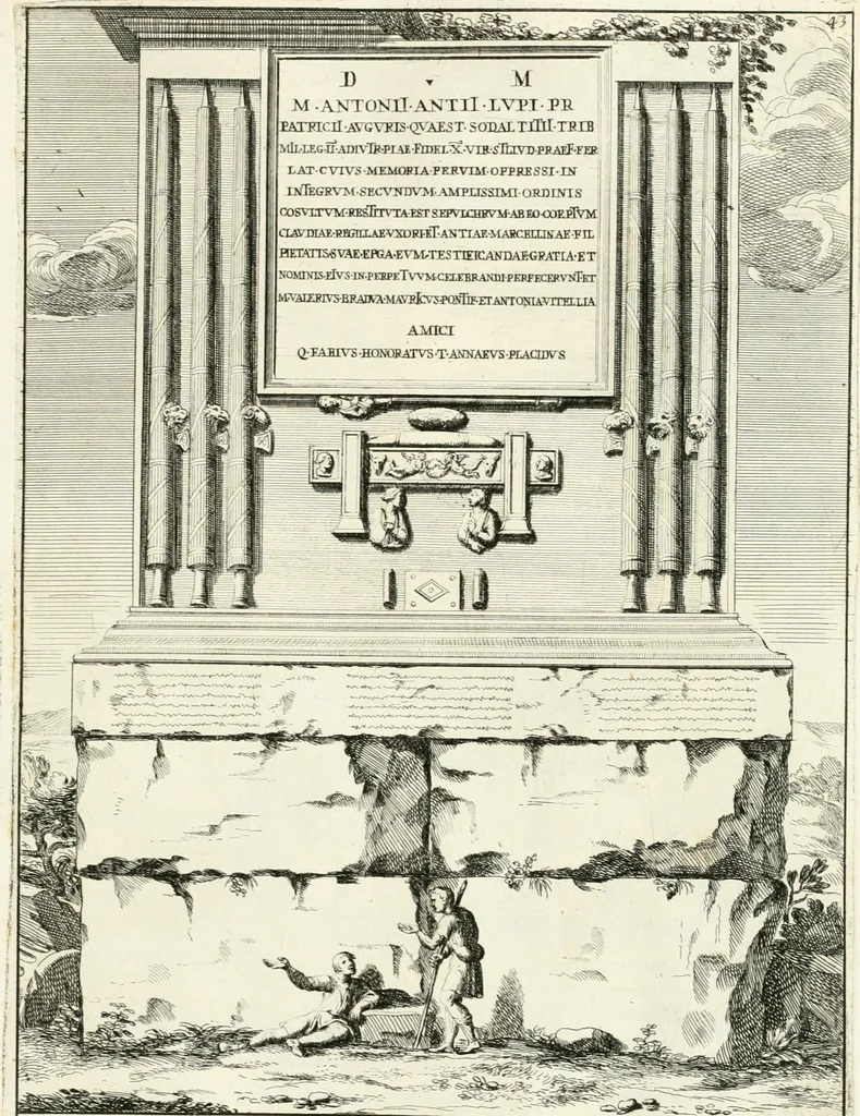 An illustration from Gli antichi sepolcri, overo, Mausolei Romani, et Etruschi, trouati in Roma & in altri luoghi celebri : nelli quali si contengono molte erudite memorie, 1697, leaf 108