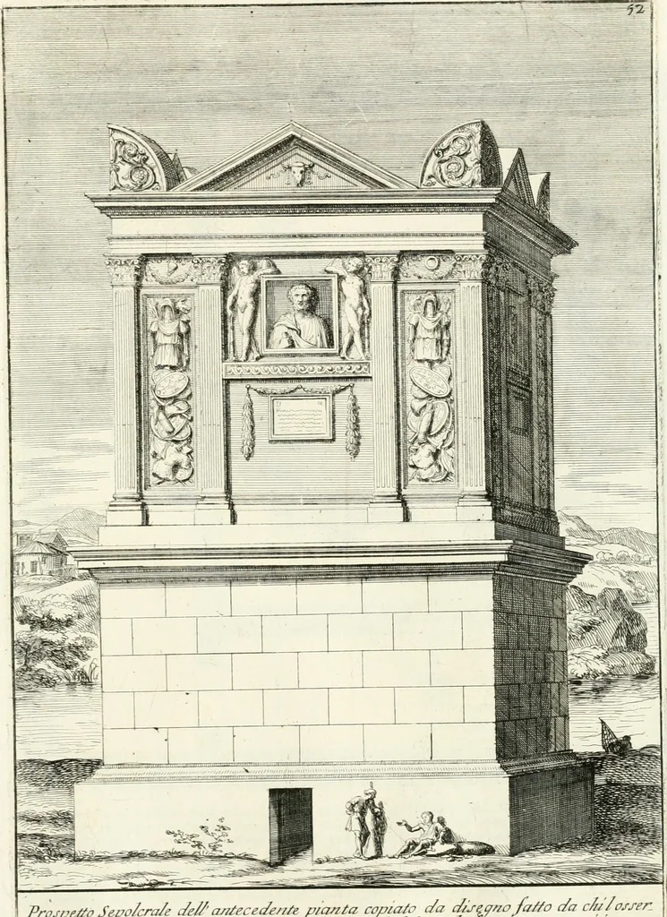 An illustration from Gli antichi sepolcri, overo, Mausolei Romani, et Etruschi, trouati in Roma & in altri luoghi celebri : nelli quali si contengono molte erudite memorie, 1697, leaf 126