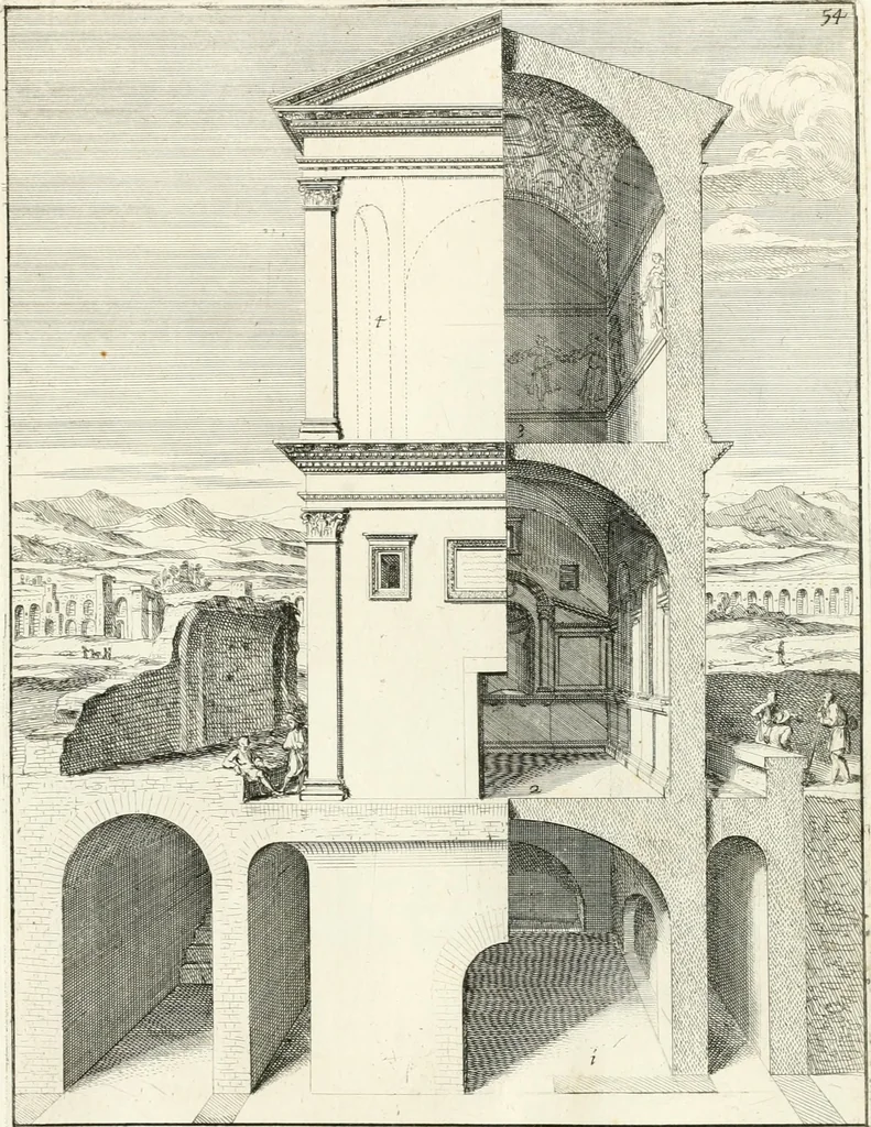 An illustration from Gli antichi sepolcri, overo, Mausolei Romani, et Etruschi, trouati in Roma & in altri luoghi celebri : nelli quali si contengono molte erudite memorie, 1697, leaf 130