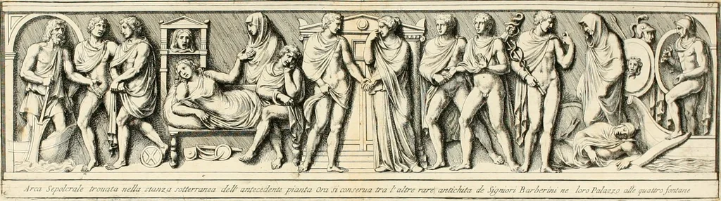 An illustration from Gli antichi sepolcri, overo, Mausolei Romani, et Etruschi, trouati in Roma & in altri luoghi celebri : nelli quali si contengono molte erudite memorie, 1697, leaf 133