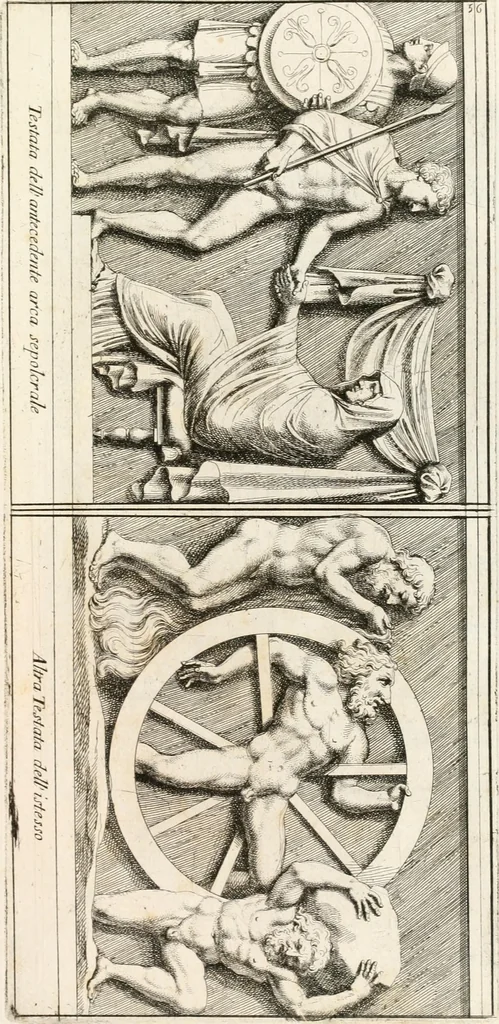 An illustration from Gli antichi sepolcri, overo, Mausolei Romani, et Etruschi, trouati in Roma & in altri luoghi celebri : nelli quali si contengono molte erudite memorie, 1697, leaf 134