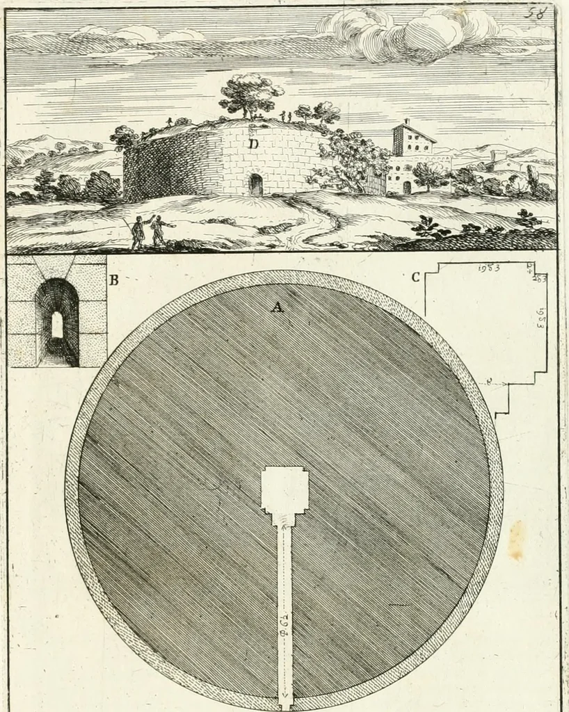 An illustration from Gli antichi sepolcri, overo, Mausolei Romani, et Etruschi, trouati in Roma & in altri luoghi celebri : nelli quali si contengono molte erudite memorie, 1697, leaf 138