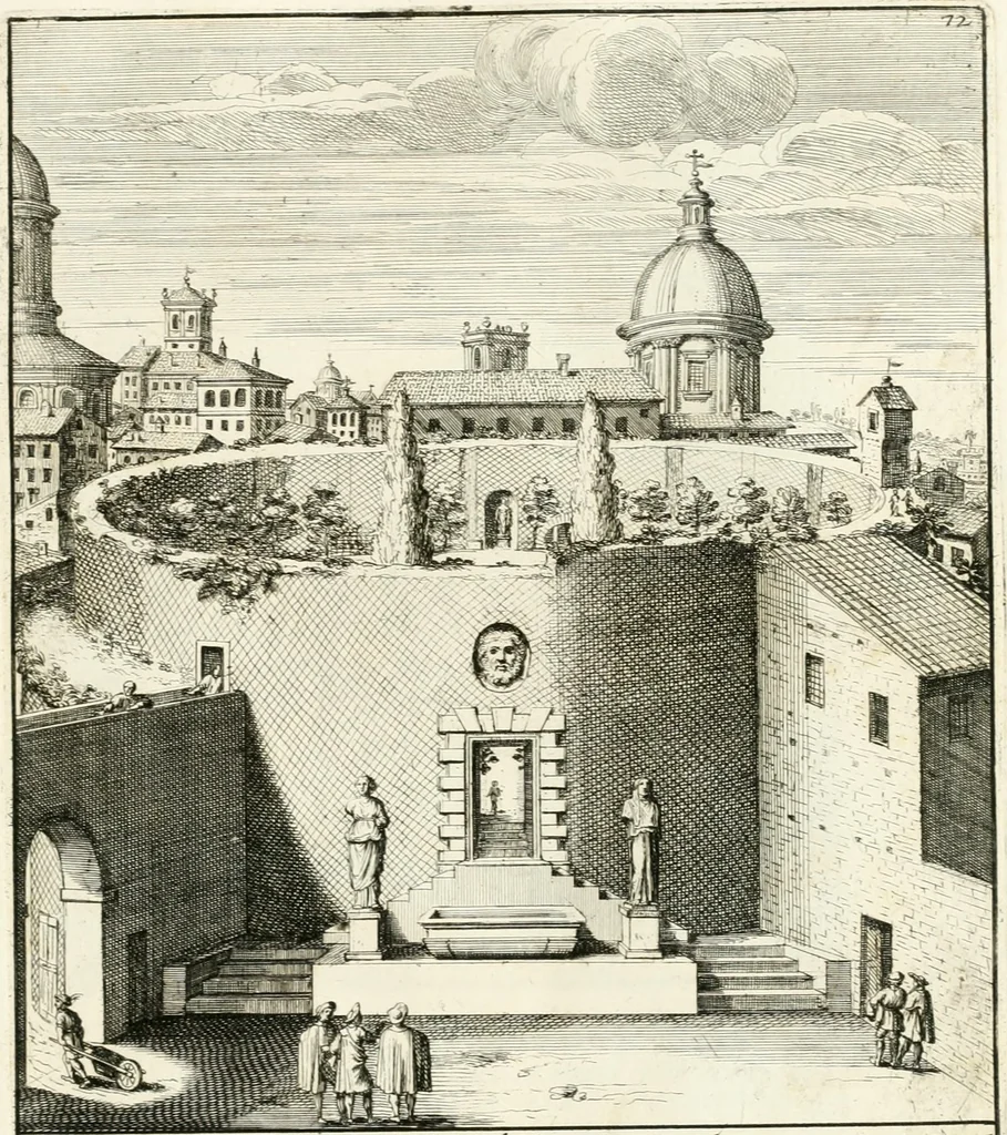 An illustration from Gli antichi sepolcri, overo, Mausolei Romani, et Etruschi, trouati in Roma & in altri luoghi celebri : nelli quali si contengono molte erudite memorie, 1697, leaf 166