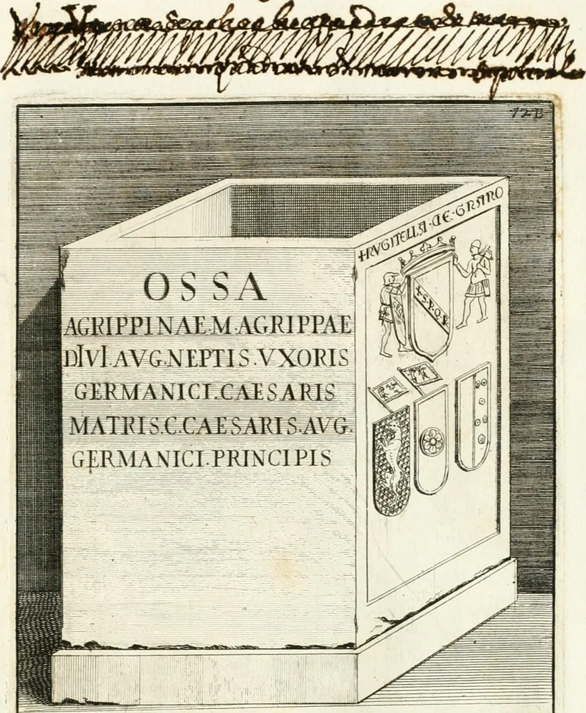 An illustration from Gli antichi sepolcri, overo, Mausolei Romani, et Etruschi, trouati in Roma & in altri luoghi celebri : nelli quali si contengono molte erudite memorie, 1697, leaf 170
