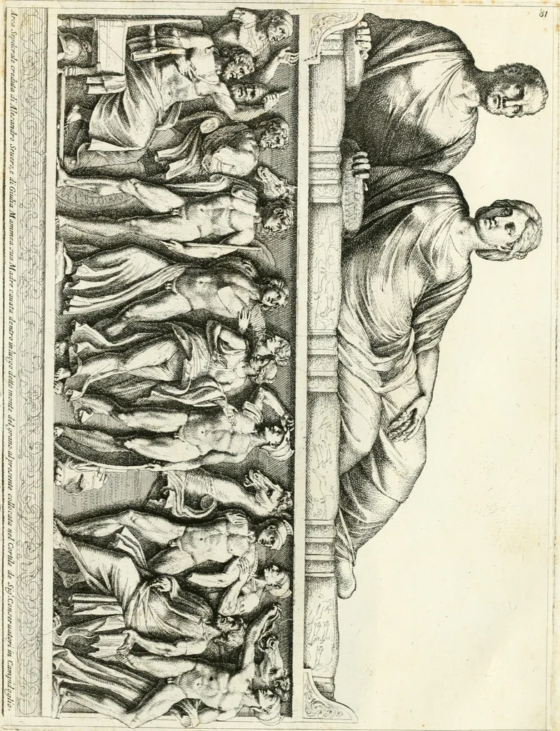 An illustration from Gli antichi sepolcri, overo, Mausolei Romani, et Etruschi, trouati in Roma & in altri luoghi celebri : nelli quali si contengono molte erudite memorie, 1697, leaf 188