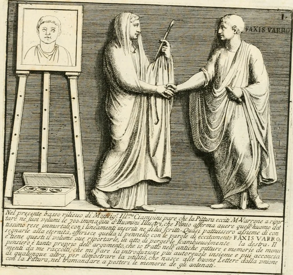 An illustration from Gli antichi sepolcri, overo, Mausolei Romani, et Etruschi, trouati in Roma & in altri luoghi celebri : nelli quali si contengono molte erudite memorie, 1697, leaf 20