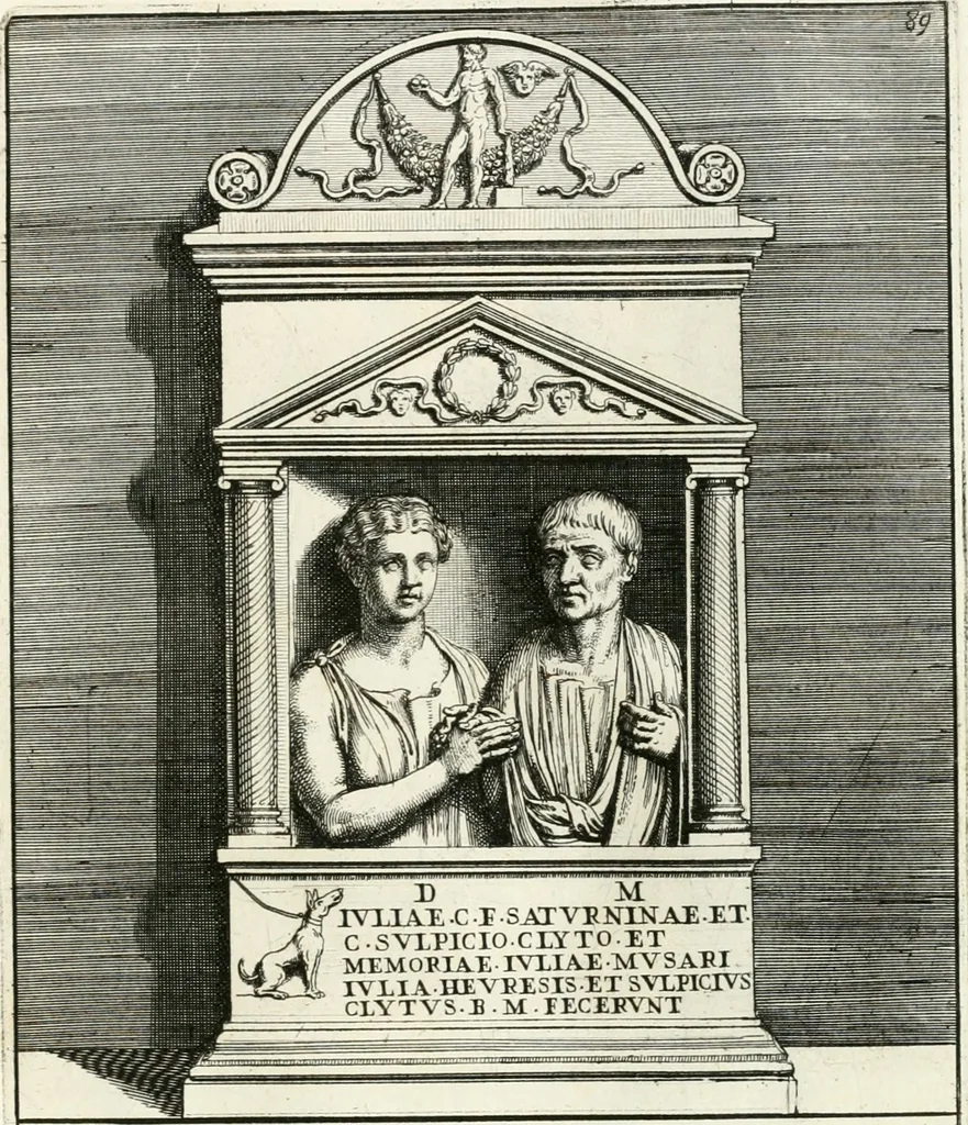 An illustration from Gli antichi sepolcri, overo, Mausolei Romani, et Etruschi, trouati in Roma & in altri luoghi celebri : nelli quali si contengono molte erudite memorie, 1697, leaf 204