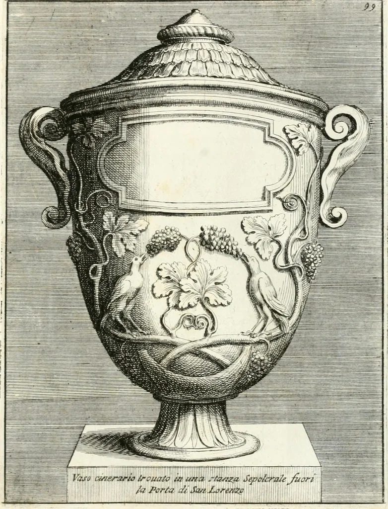 An illustration from Gli antichi sepolcri, overo, Mausolei Romani, et Etruschi, trouati in Roma & in altri luoghi celebri : nelli quali si contengono molte erudite memorie, 1697, leaf 224