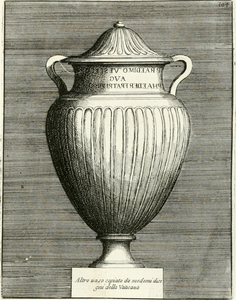 An illustration from Gli antichi sepolcri, overo, Mausolei Romani, et Etruschi, trouati in Roma & in altri luoghi celebri : nelli quali si contengono molte erudite memorie, 1697, leaf 234