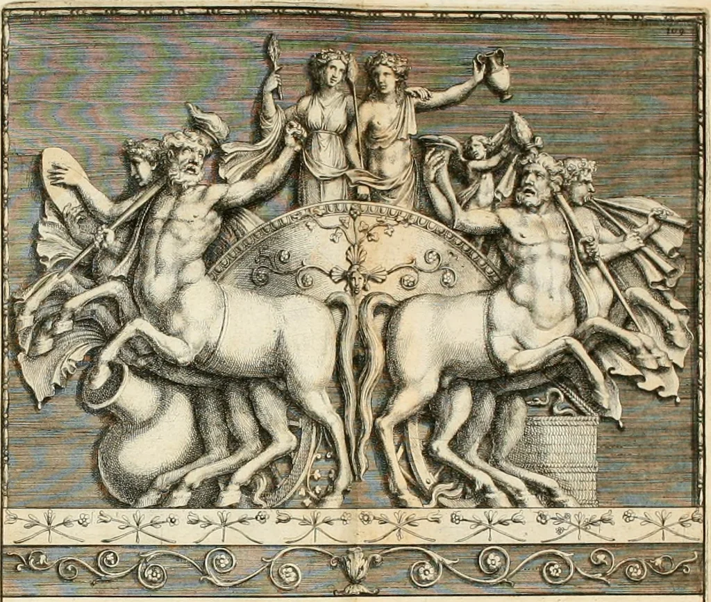 An illustration from Gli antichi sepolcri, overo, Mausolei Romani, et Etruschi, trouati in Roma & in altri luoghi celebri : nelli quali si contengono molte erudite memorie, 1697, leaf 245