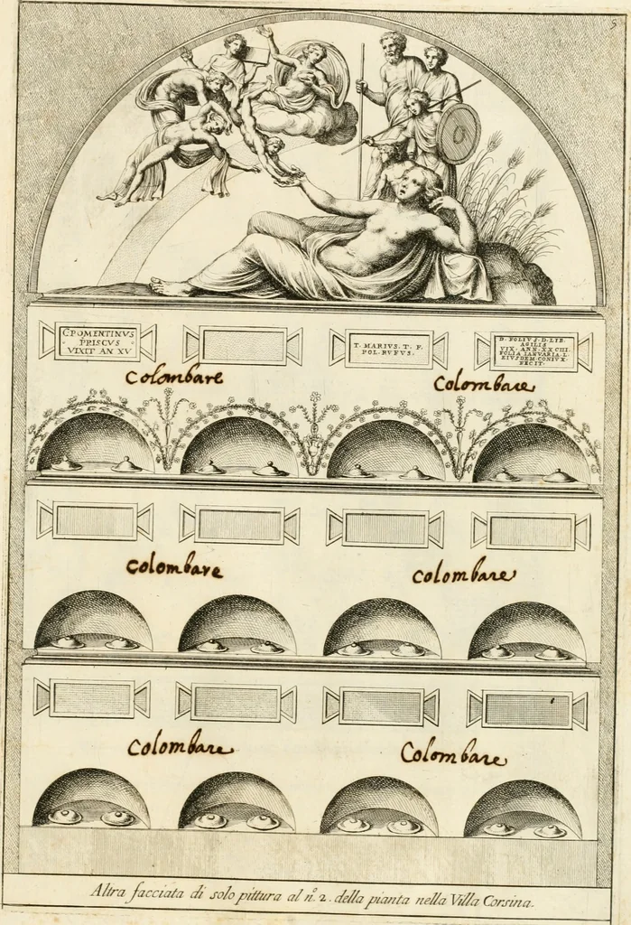 An illustration from Gli antichi sepolcri, overo, Mausolei Romani, et Etruschi, trouati in Roma & in altri luoghi celebri : nelli quali si contengono molte erudite memorie, 1697, leaf 32