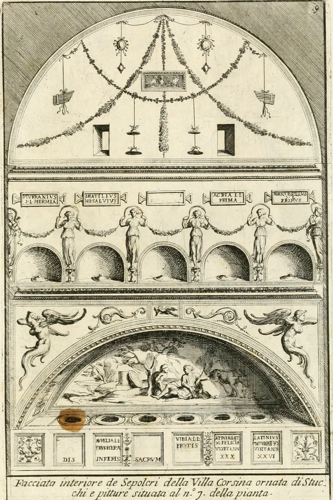 An illustration from Gli antichi sepolcri, overo, Mausolei Romani, et Etruschi, trouati in Roma & in altri luoghi celebri : nelli quali si contengono molte erudite memorie, 1697, leaf 40