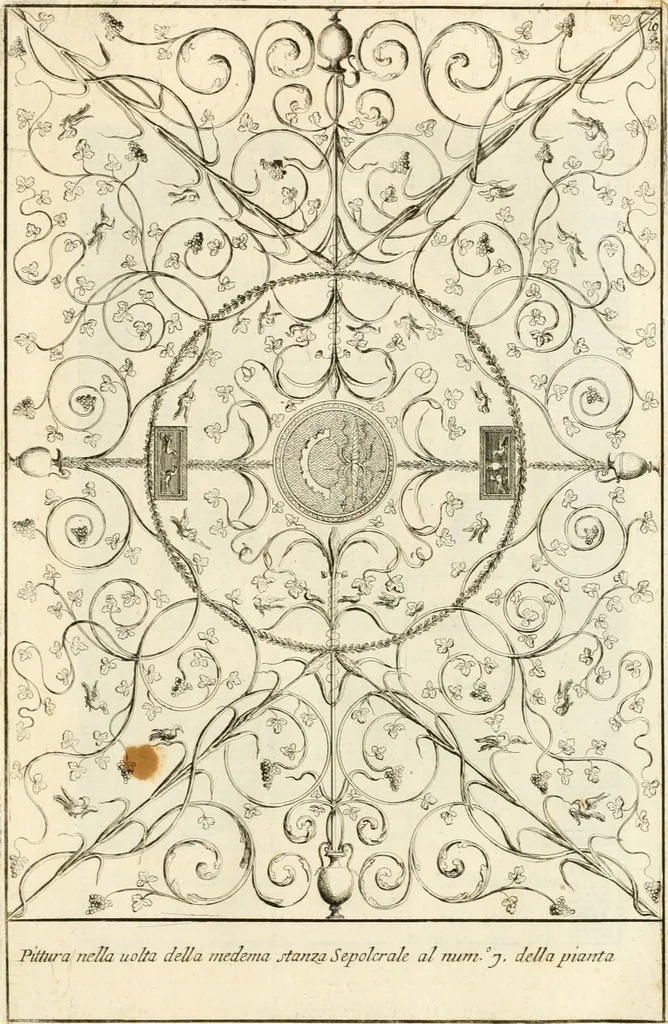 An illustration from Gli antichi sepolcri, overo, Mausolei Romani, et Etruschi, trouati in Roma & in altri luoghi celebri : nelli quali si contengono molte erudite memorie, 1697, leaf 42