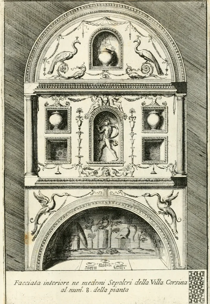 An illustration from Gli antichi sepolcri, overo, Mausolei Romani, et Etruschi, trouati in Roma & in altri luoghi celebri : nelli quali si contengono molte erudite memorie, 1697, leaf 44