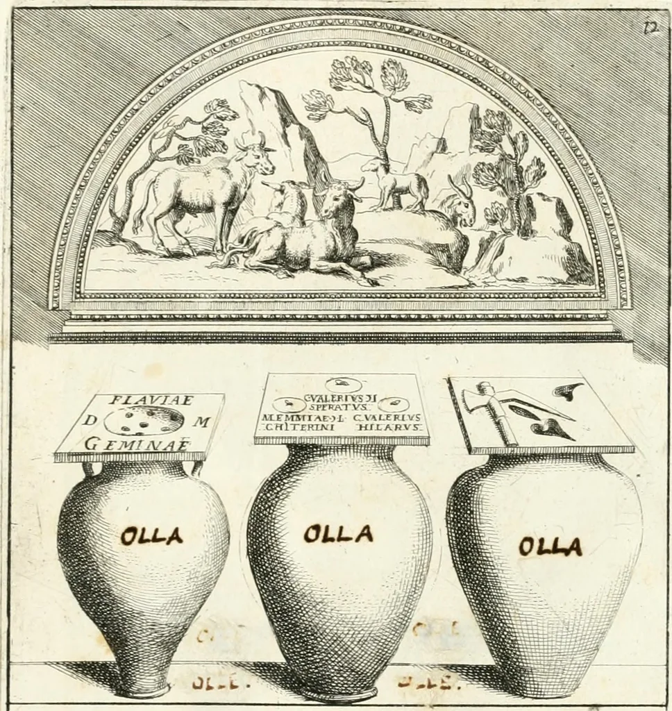 An illustration from Gli antichi sepolcri, overo, Mausolei Romani, et Etruschi, trouati in Roma & in altri luoghi celebri : nelli quali si contengono molte erudite memorie, 1697, leaf 46