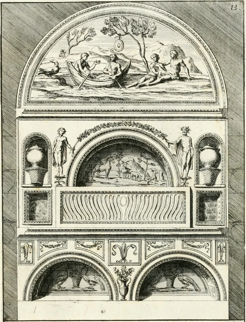 An illustration from Gli antichi sepolcri, overo, Mausolei Romani, et Etruschi, trouati in Roma & in altri luoghi celebri : nelli quali si contengono molte erudite memorie, 1697, leaf 48