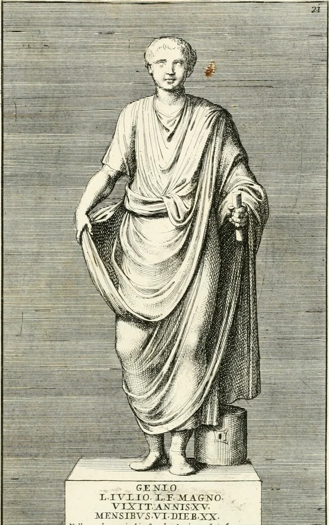 An illustration from Gli antichi sepolcri, overo, Mausolei Romani, et Etruschi, trouati in Roma & in altri luoghi celebri : nelli quali si contengono molte erudite memorie, 1697, leaf 64