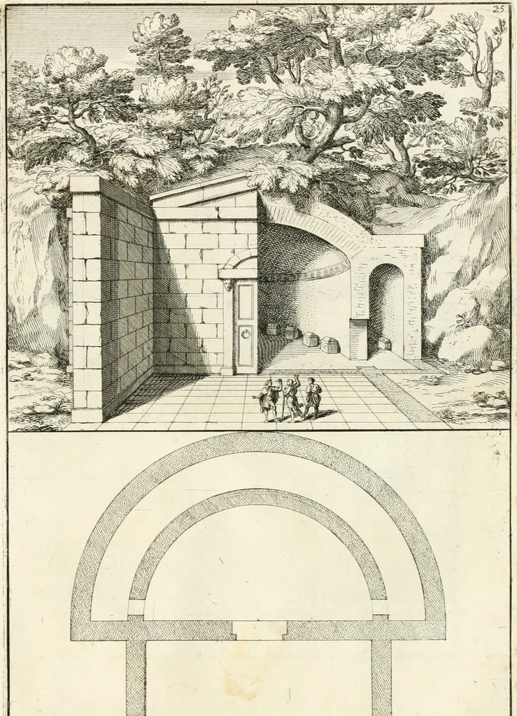 An illustration from Gli antichi sepolcri, overo, Mausolei Romani, et Etruschi, trouati in Roma & in altri luoghi celebri : nelli quali si contengono molte erudite memorie, 1697, leaf 72