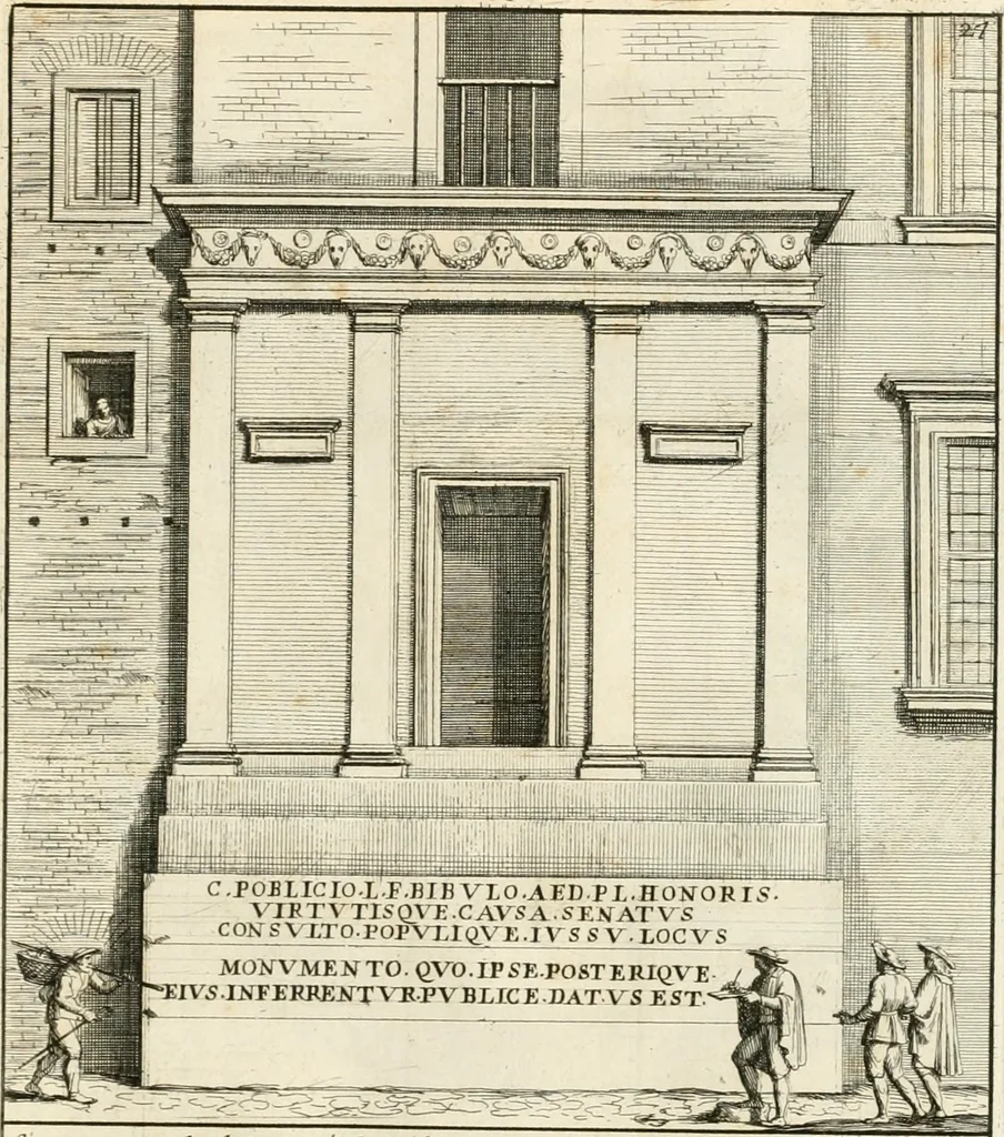 An illustration from Gli antichi sepolcri, overo, Mausolei Romani, et Etruschi, trouati in Roma & in altri luoghi celebri : nelli quali si contengono molte erudite memorie, 1697, leaf 76