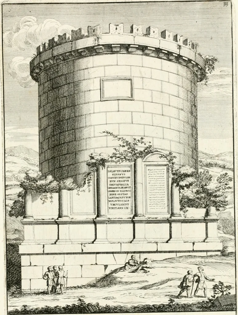 An illustration from Gli antichi sepolcri, overo, Mausolei Romani, et Etruschi, trouati in Roma & in altri luoghi celebri : nelli quali si contengono molte erudite memorie, 1697, leaf 88