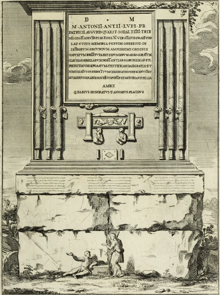 An illustration from Gli antichi sepolcri, ovvero, Mausolei romani ed etruschi trovati in Roma ed in altri luoghi celebri : nelli quali si contengono molte erudite memorie, 1767, leaf 108
